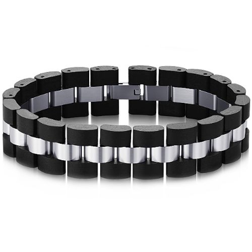 ***COI Titanium Koa Wood Bracelet With Steel Clasp(Length: 9.06 inches)-00911BB