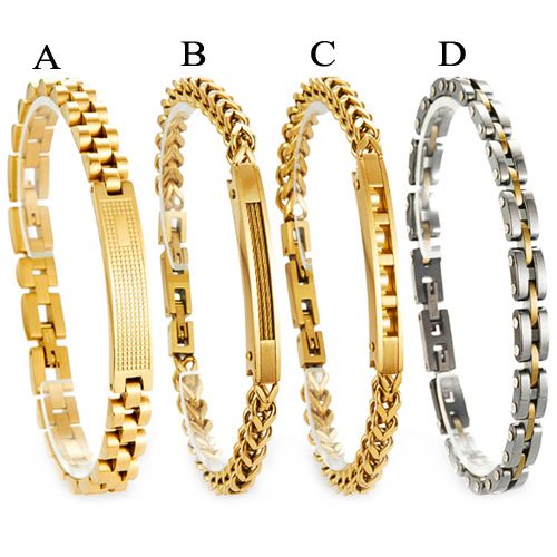 ***COI Titanium Gold Tone Silver Bracelet With Steel Clasp(Length: 8.27 inches)-00933BB