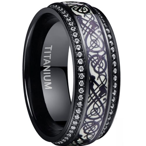 ***COI Black Titanium Dragon Ring With Cubic Zirconia-00942BB