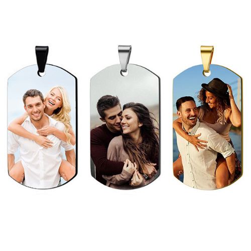 ***COI Titanium Black/Gold Tone/Silver Tag Pendant With Custom Photo Engraving-00970BB