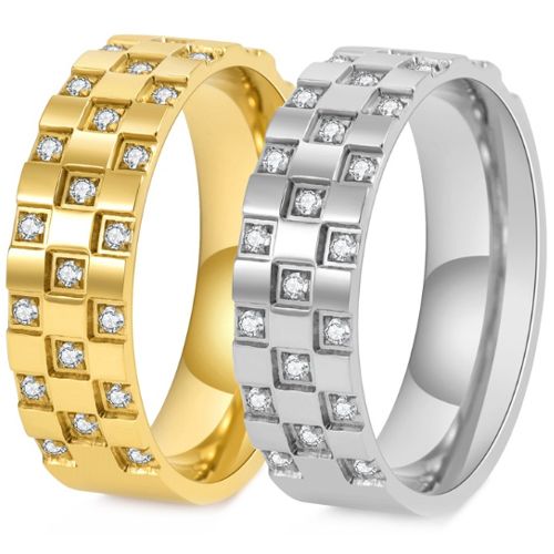 ***COI Titanium Gold Tone/Silver Ring With Cubic Zirconia-00981BB
