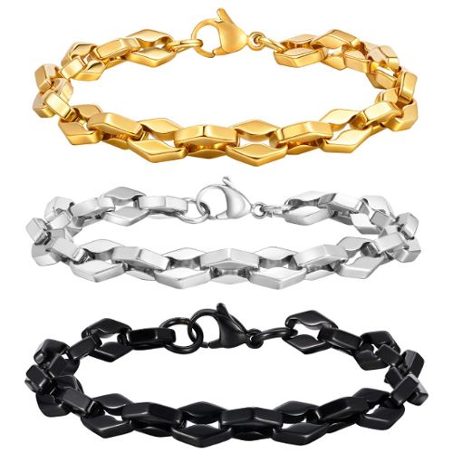 ***COI Titanium Black/Gold Tone/Silver Bracelet With Steel Clasp(Length: 8.27 inches)-01048BB