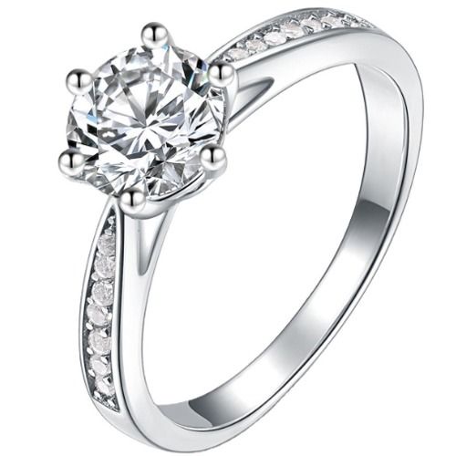 ***COI Sterling Silver 925 Solitaire Ring With Moissanite-01090BB
