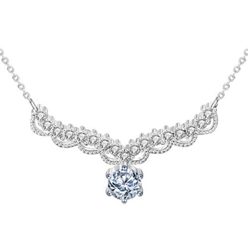 ***COI Sterling Silver 925 0.50ct Solitaire Moissanite Necklace(Length:19.68 inches)-01099BB