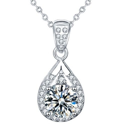 ***COI Sterling Silver 925 1 Carat Solitaire Moissanite Pendant-01103BB
