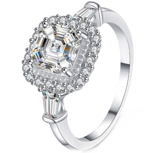 ***COI Sterling Silver 925 1 Carat Cushion Moissanite Solitaire ring-01114BB