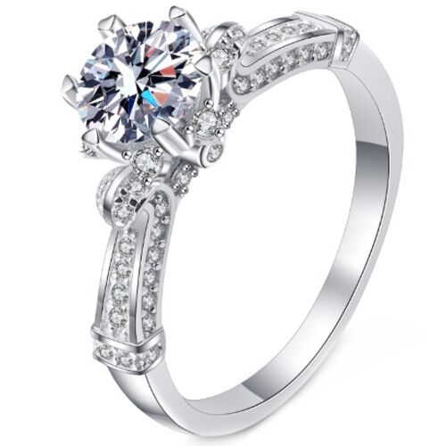 ***COI Sterling Silver 925 1 Carat Moissanite Solitaire Ring-01115BB