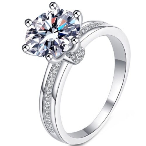***COI Sterling Silver 925 3 Carat Moissanite Solitaire Ring-01116BB