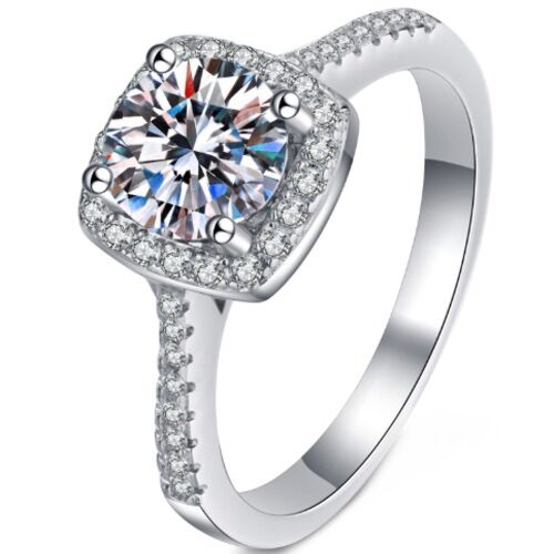 ***COI Sterling Silver 925 1 Carat Moissanite Solitaire Ring-01124BB