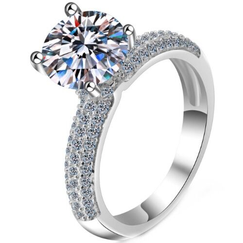 ***COI Sterling Silver 925 2 Carat Moissanite Solitaire Ring-01125BB