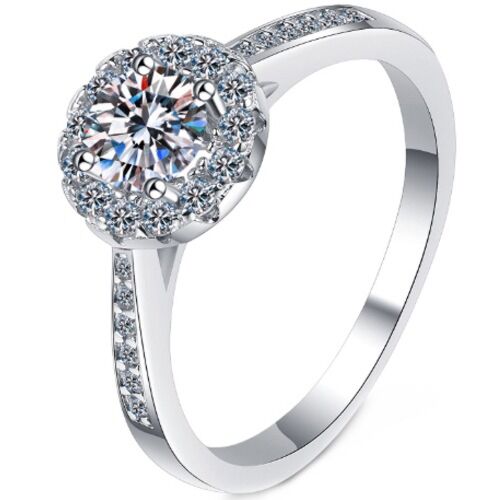 ***COI Sterling Silver 925 1 Carat Moissanite Solitaire Ring-01127BB