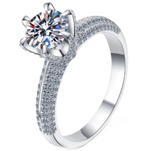 ***COI Sterling Silver 925 1 Carat Moissanite Solitaire Ring-01131BB