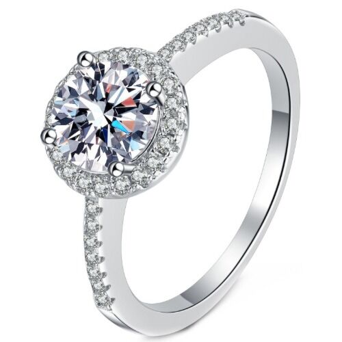 ***COI Sterling Silver 925 1 Carat Moissanite Solitaire Ring-01133BB
