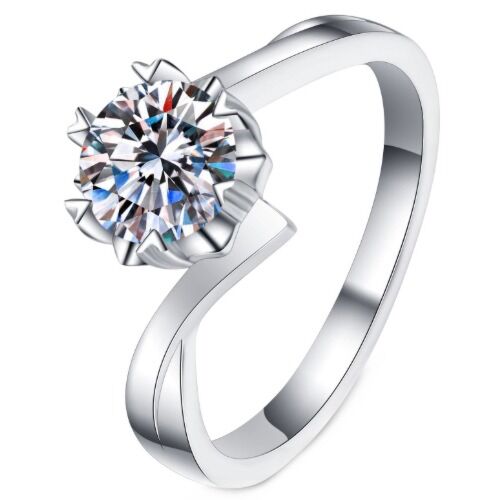 ***COI Sterling Silver 925 1 Carat Moissanite Solitaire Ring-01139BB