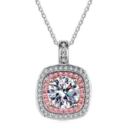 ***COI Sterling Silver Rose Silver 1 Carat Moissanite Solitaire Pendant-01142BB