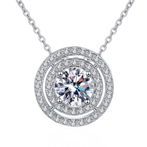 ***COI Sterling Silver 925 1 Carat Moissanite Solitaire Necklace(Length: 19.68 inches)-01147BB