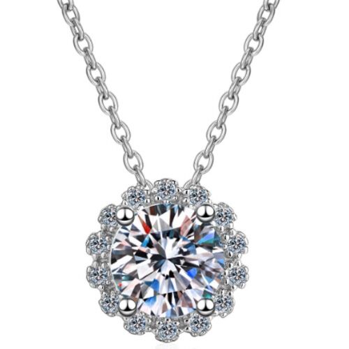***COI Sterling Silver 925 1 Carat Moissanite Solitaire Necklace(Length: 19.67 inches)-01149BB