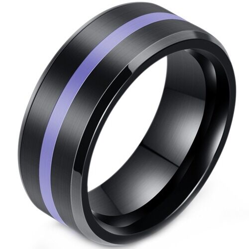 ***COI Titanium Black Purple Beveled Edges Ring-01150BB