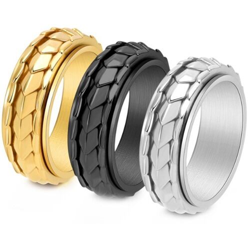 ***COI Titanium Black/Gold Tone/Silver Couple Wedding Rotating Ring-01213BB