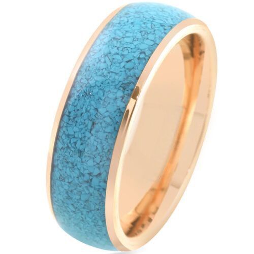 ***COI Gold Tone Titanium Dome Court Ring With Turquoise-01218BB