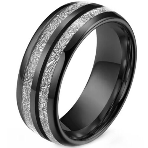 ***COI Black Titanium Meteorite Dome Court Ring-01234BB
