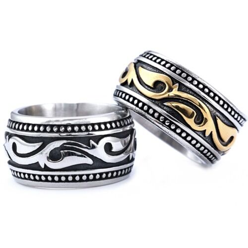 ***COI Titanium Black Silver/Black Gold Tone Silver Celtic Ring-01259BB
