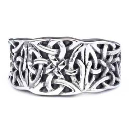 ***COI Titanium Black Silver Trinity Knots Celtic Ring-01260BB