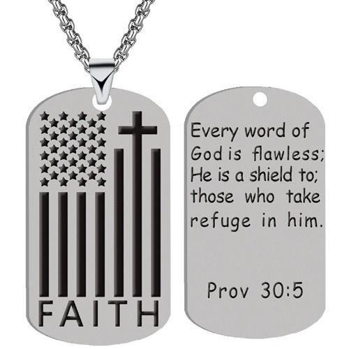 ***COI Titanium Black/Gold Tone/Silver Cross & Prayer Tag Pendant-01279BB