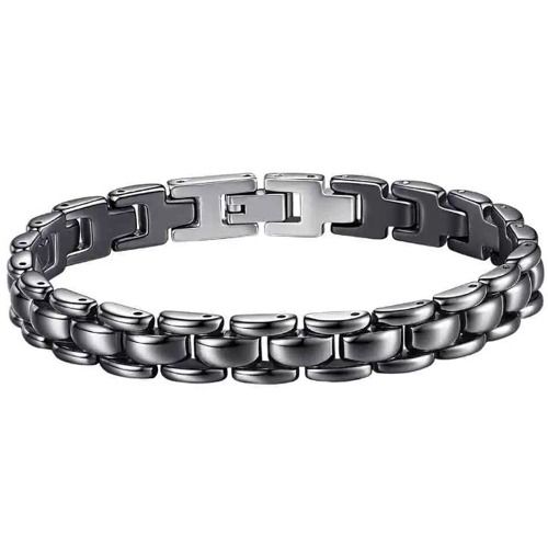 ***COI Titanium Black/White Ceramic Bracelet With Steel Clasp(Length: 7.87 inches)-01286BB