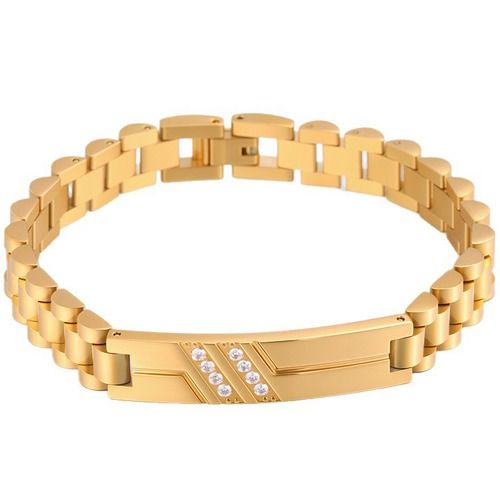 ***COI Titanium Black/Gold Tone/Silver Cubic Zirconia Bracelet With Steel Clasp(Length: 8.27 inches)-01320BB