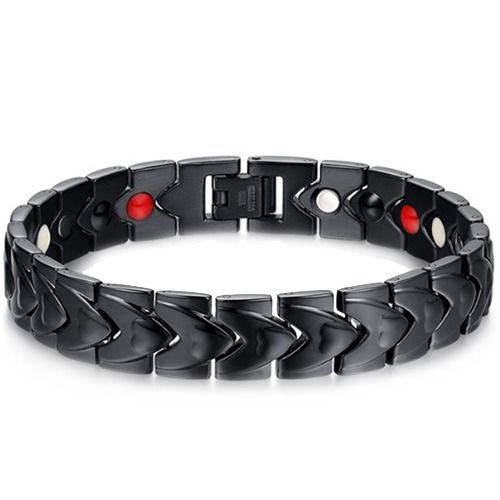***COI Black Titanium Bracelet With Steel Clasp(Length: 8.46 inches)-01356BB