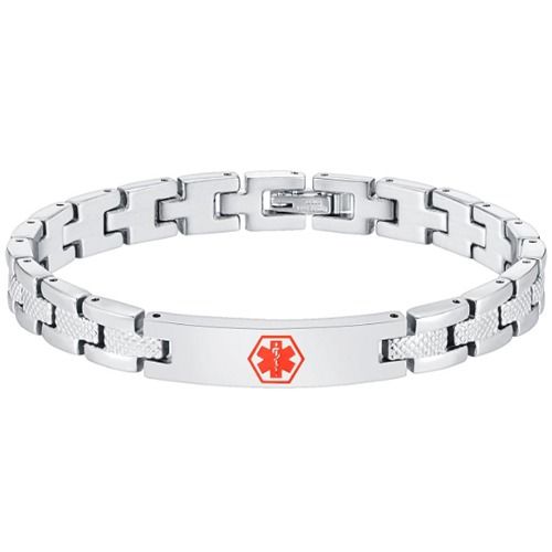 ***COI Titanium Medical Alert Bracelet With Steel Clasp(Length: 7.48 inches)-01363BB