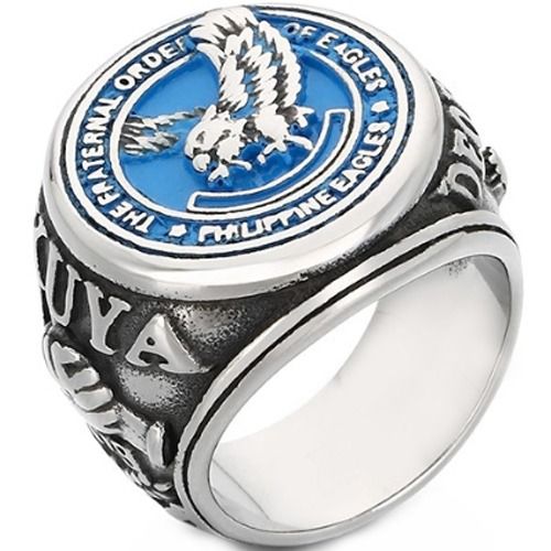 ***COI Titanium Black Blue Silver Eagle Ring-01379BB