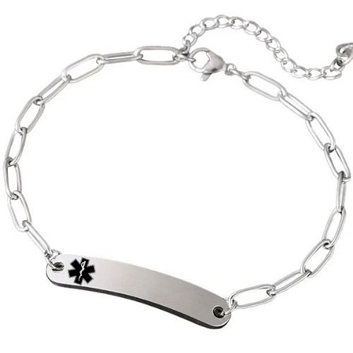 ***COI Titanium Black/Silver/Gold Tone/Rose Medical Alert Bracelet With Steel Clasp(Length: 8.27 inches)-01403BB