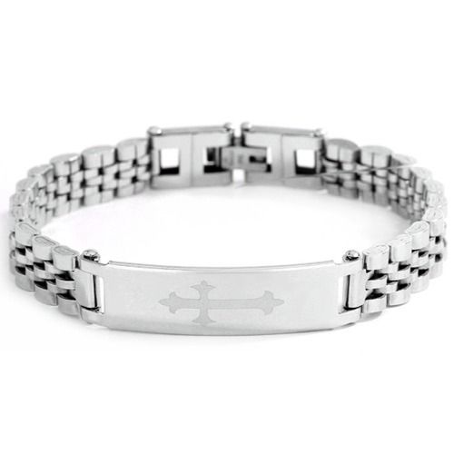 ***COI Titanium Black/Gold Tone/Silver Cross Bracelet With Steel Clasp(Length: 8.27 inches)-01404BB