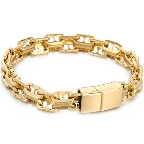 ***COI Titanium Gold Tone/Silver Bracelet With Steel Clasp(Length: 9.06 inches)-01482BB