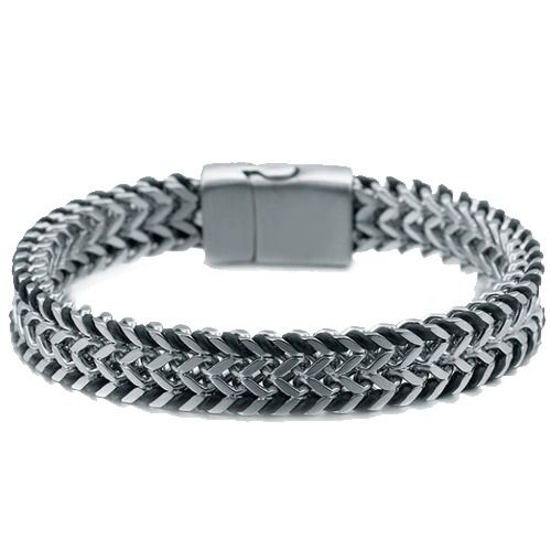 ***COI Titanium Black Gold Tone/Silver Bracelet With Steel Clasp(Length: 8.46 inches)-01489BB