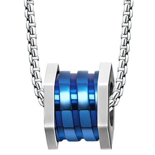 ***COI Titanium Silver Gold Tone/Black/Blue Pendant-01501BB