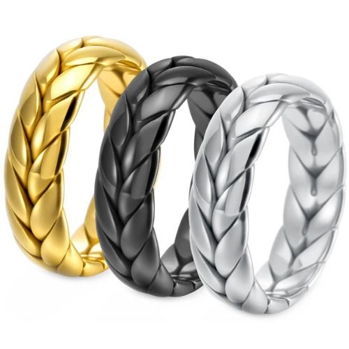 ***COI Titanium Black/Gold Tone/Silver Ring-01520BB