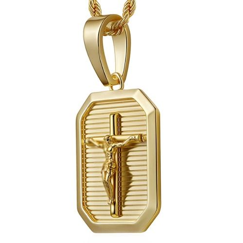 ***COI Titanium Gold Tone/Silver Jesus Cross Pendant-01532BB