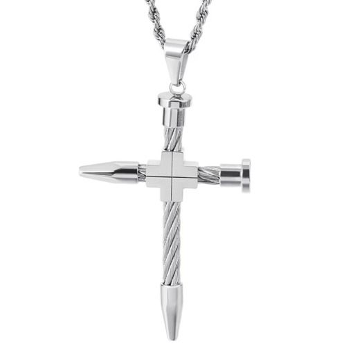 ***COI Titanium Black/Gold Tone/Blue/Silver Cross Wire Pendant-01560BB