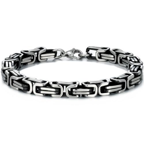 ***COI Titanium Black Silver Bracelet With Steel Clasp(Length: 8.66 inches)-01562BB