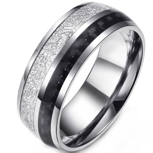 ***COI Titanium Meteorite & Carbon Fiber Dome Court Ring-01589BB