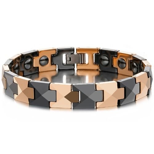 ***COI Titanium Gold Tone/Rose Ceramic Bracelet With Steel Clasp(Length: 8.27 inches)-01597BB