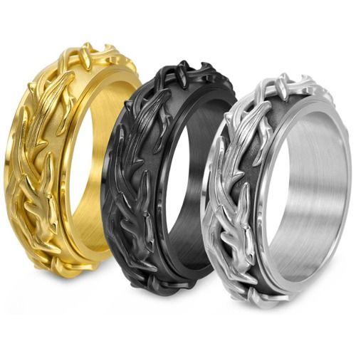 ***COI Titanium Black/Gold Tone/Silver Celtic Ring-01608BB