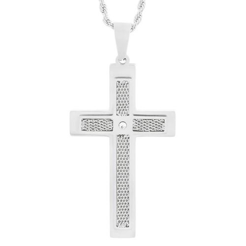 ***COI Titanium Black/Gold Tone/Silver Cross & Wire Pendant-01643BB