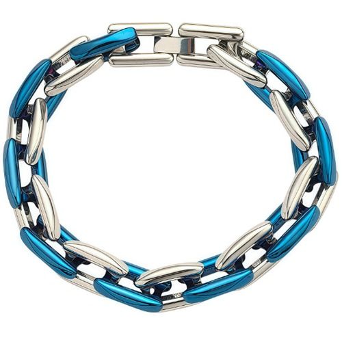 ***COI Titanium Blue Silver Bracelet With Steel Clasp(Length: 8.27 inches)-01648BB