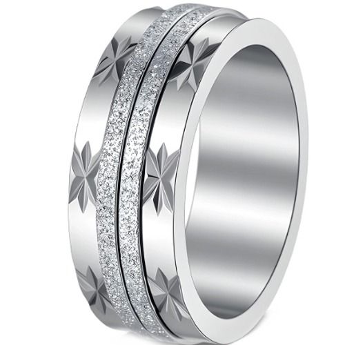 ***COI Titanium Sandblasted Ring With Stars-01653BB 