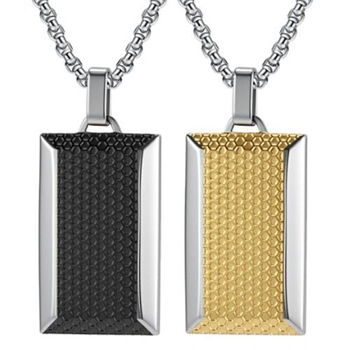 ***COI Titanium Black/Gold Tone Silver Honeycomb Pendant-01697BB