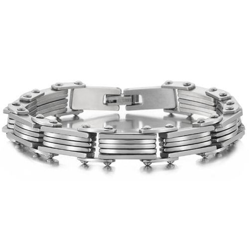 ***COI Titanium Gold Tone/Black/Silver Silver Bracelet With Steel Clasp(Length: 7.87 inches)-01706BB